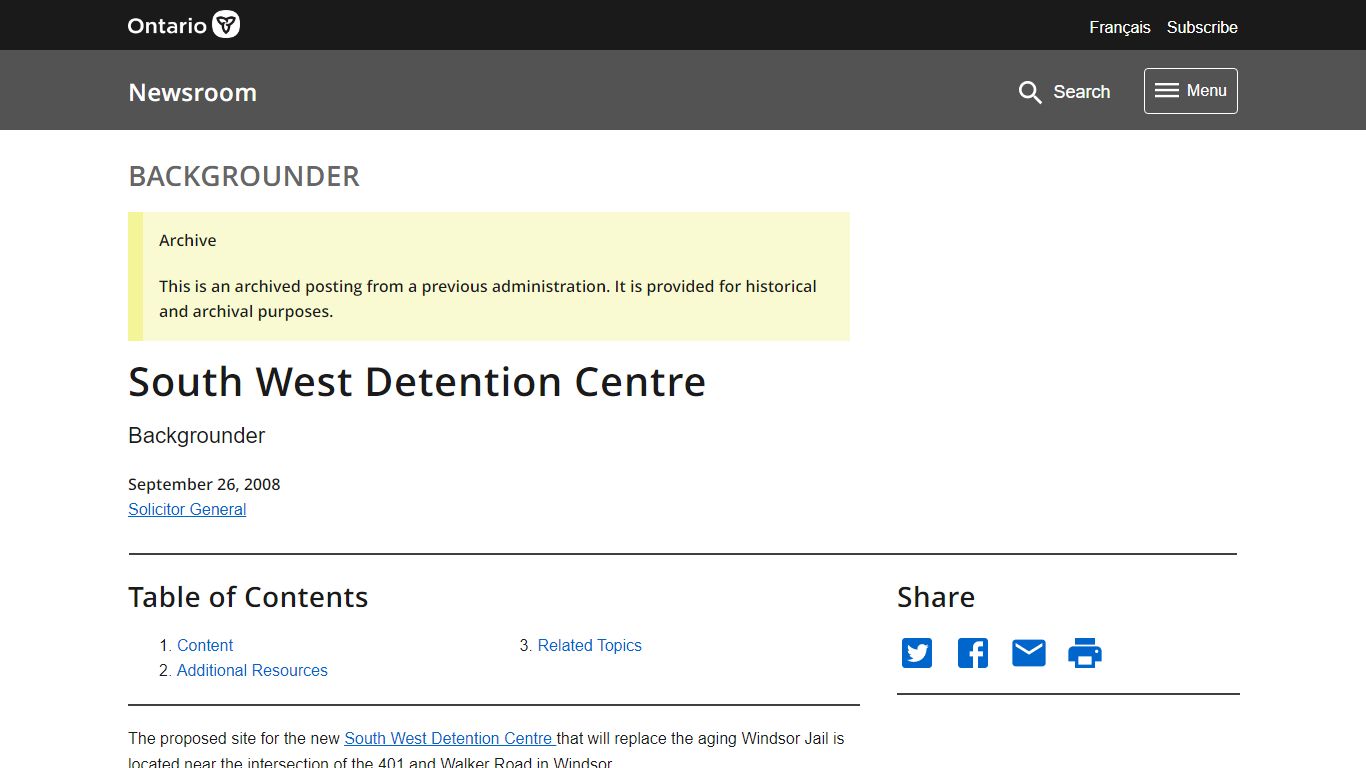 South West Detention Centre | Ontario Newsroom