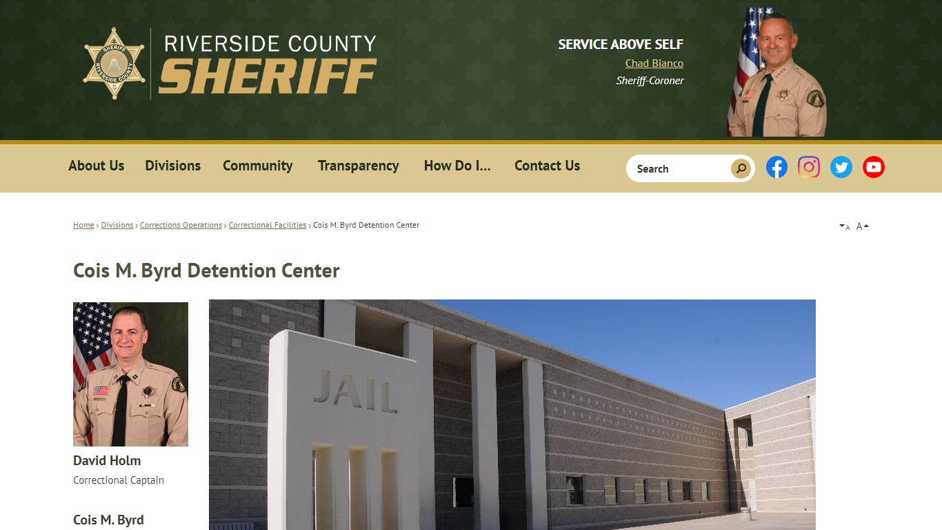 Cois M. Byrd Detention Center | Riverside County Sheriff, CA